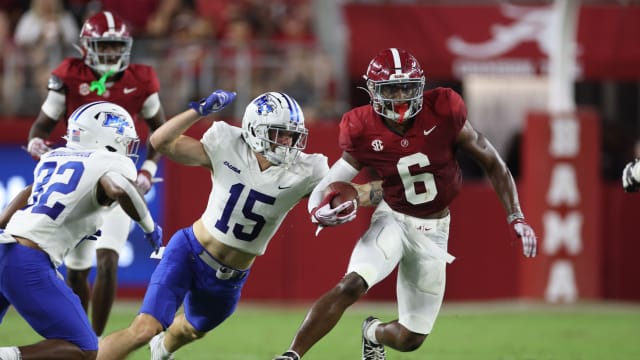 Jaylen Key after interception vs. MTSU